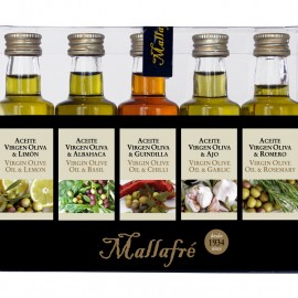 Aceite virgen de oliva aromatizado -  Lote de 5 botellines de vidrio de 40 ml